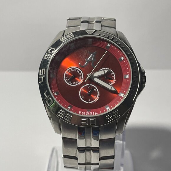 Alabama Crimson Tide NCAA Stainless-Steel Chronograph Men's Watch by Fossil NEW - Picture 6 of 7